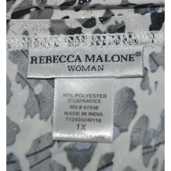 Rebecca Malone Women's Metallic Animal Print Thin Knit Top 1X 3/4 Sleeve Stretch - Picture 8 of 9